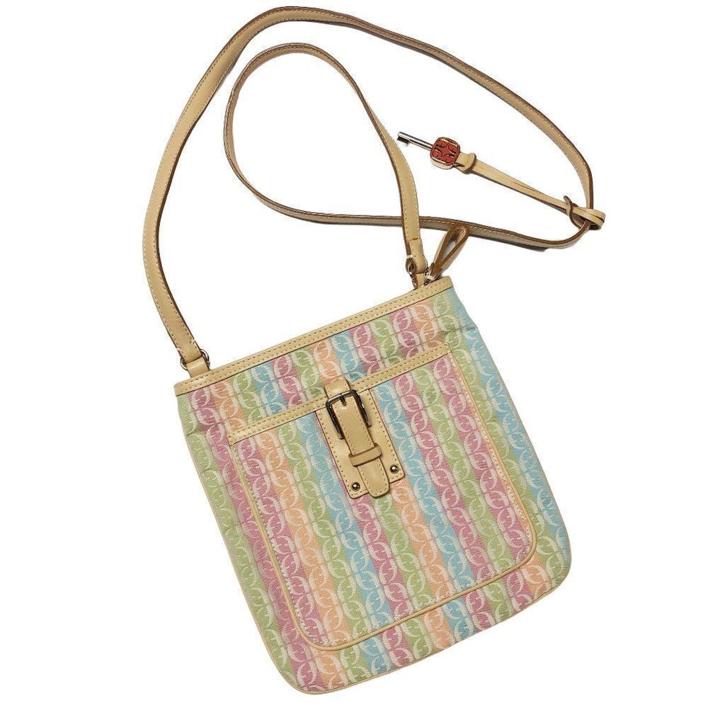 Fossil Signature Canvas and Leather Pastel Crossbody Bag